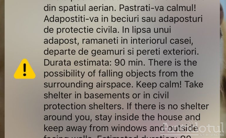 RO Alert în Galați și Tulcea. Nu de Ashley, ci de dronă